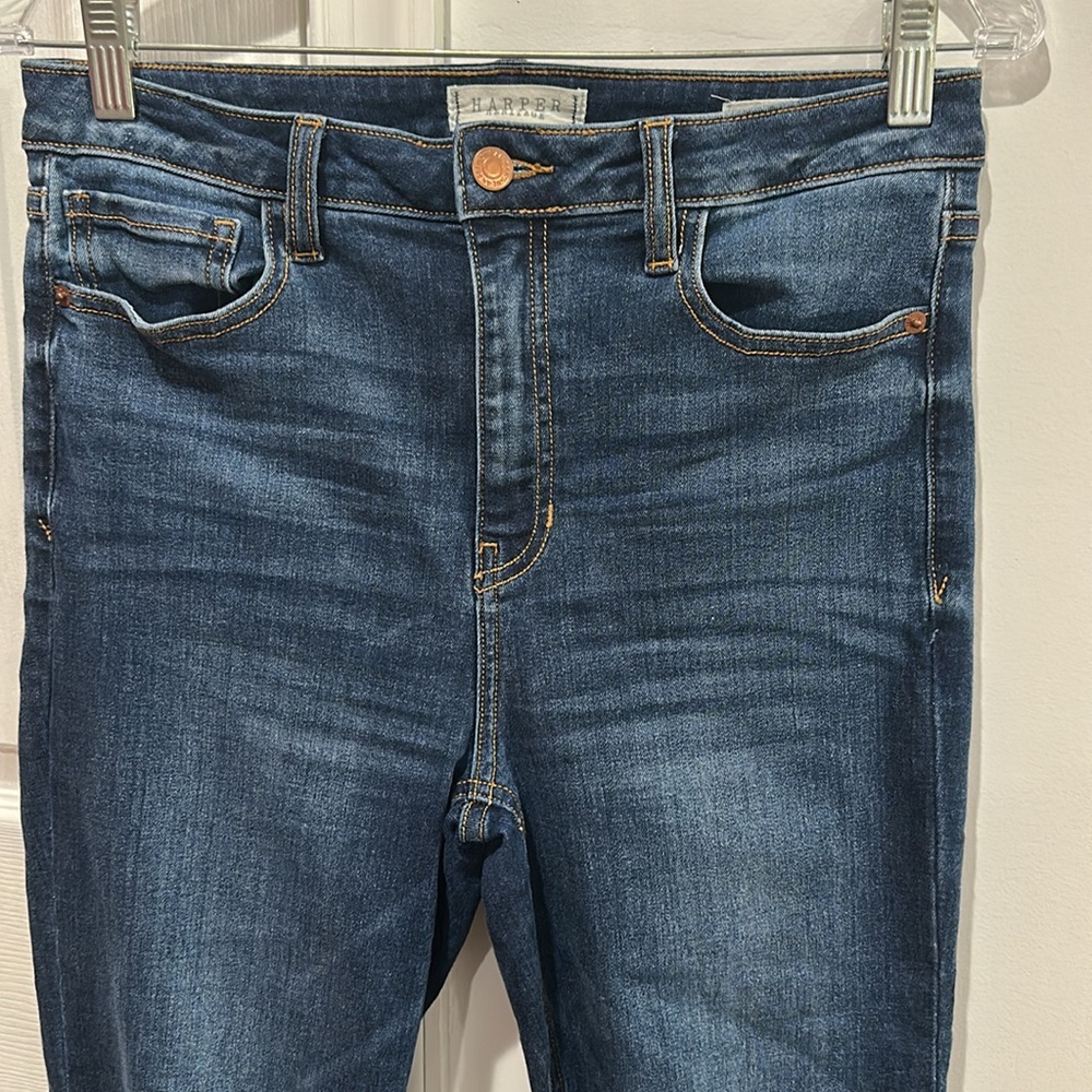 Harper Heritage Straight Destructed Faded High Waist Cropped Raw Hem Size 29 - Picture 3 of 10
